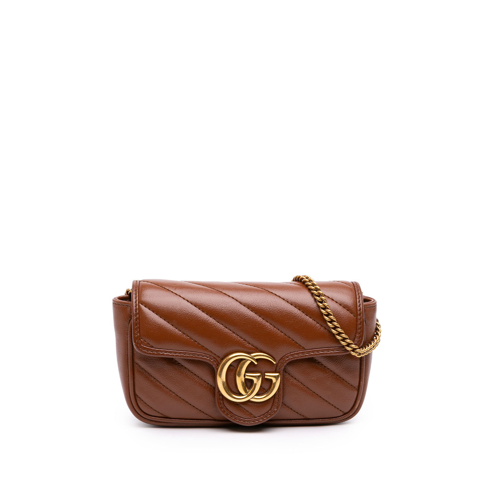 Pre-Loved Gucci Mini GG Marmont Matelasse Diagonal Leather Flap Crossbody